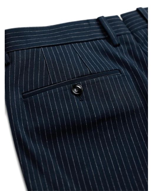 RRL Blue Pinstriped Tailored Trousers for men