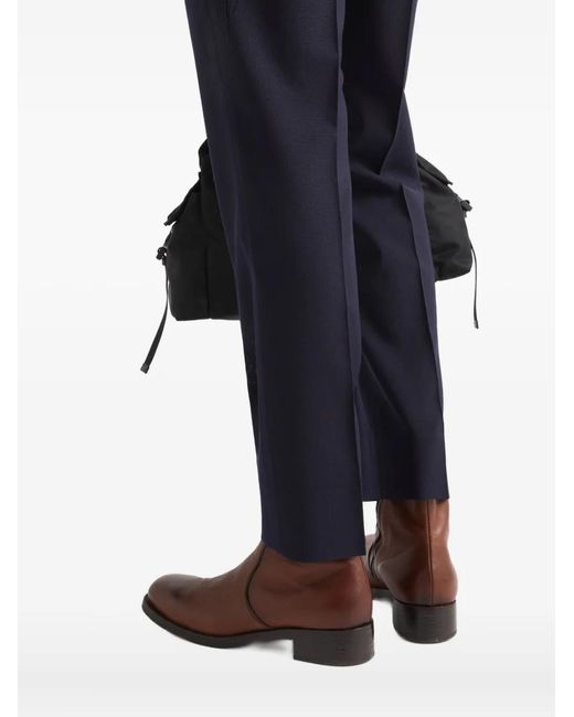 Prada Brown Leather Zipper Boots for men
