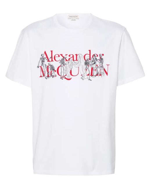 McQueen White Cotton Logo T-Shirt for men