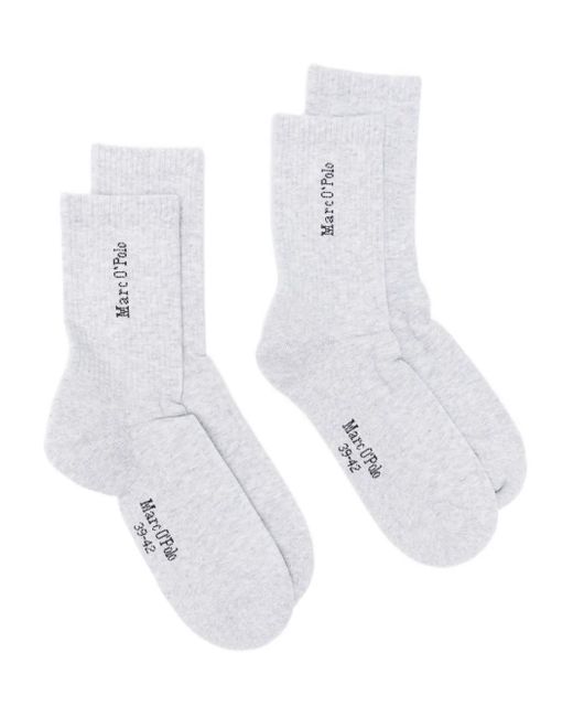 Marc O' Polo White Logo-Intarsia Socks (Pack Of Two)