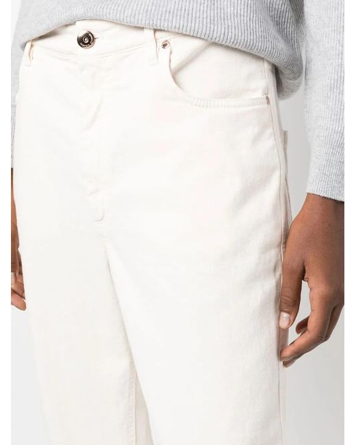 Brunello Cucinelli White Straight-Leg Cut Trousers