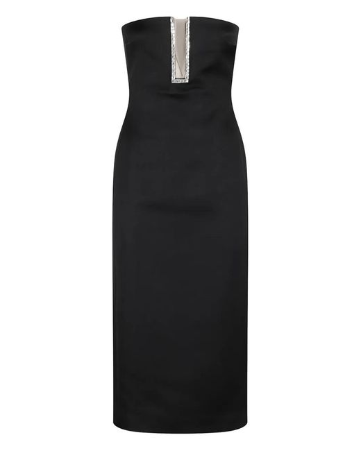 David Koma Black Rhinestone-Embellished Midi Dress