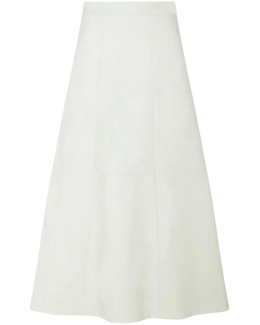 Rosetta Getty White A-Line Leather Skirt