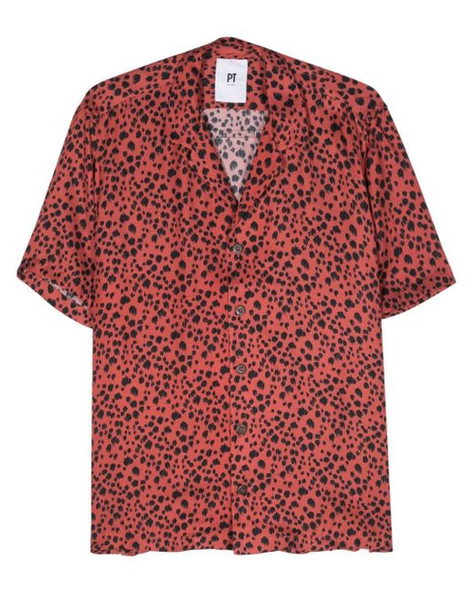 PT Torino Red Animal-print Shirt for men