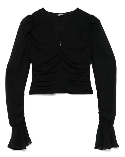 ROTATE BIRGER CHRISTENSEN Black Chiffon Long-Sleeve Top