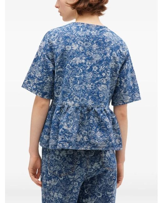 Blusa Con Fiocco di Ganni in Blue