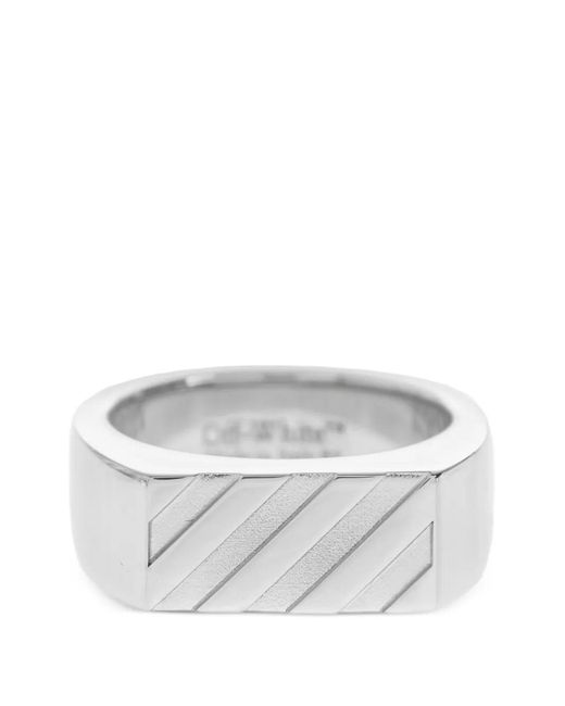 Off-White c/o Virgil Abloh White Diagonals Signet Ring for men