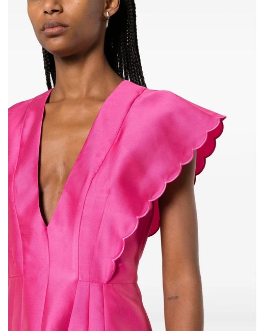 Philosophy Di Lorenzo Serafini Pink Radzmir Scallop-Edge Midi Dress