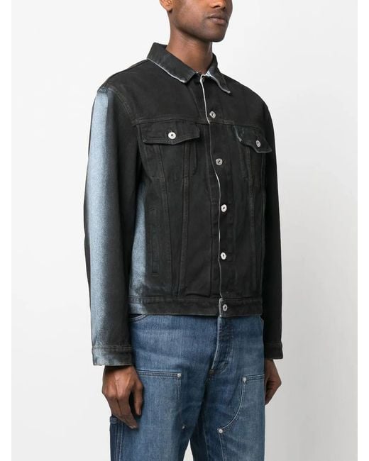 Heron Preston Black Gradient-Effect Regular Denim Jacket for men