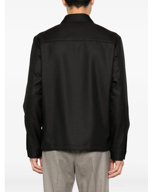 Corneliani Black Button-Up Chest-Pocket Jacket for men