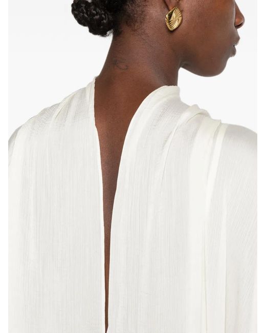 Abadia White Sheer Pleated Kaftan