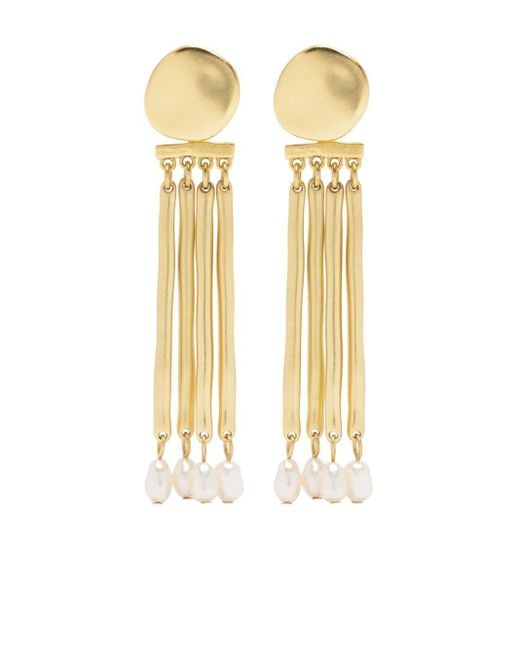 Bimba Y Lola Metallic Pearl-embellished Drop Earrings