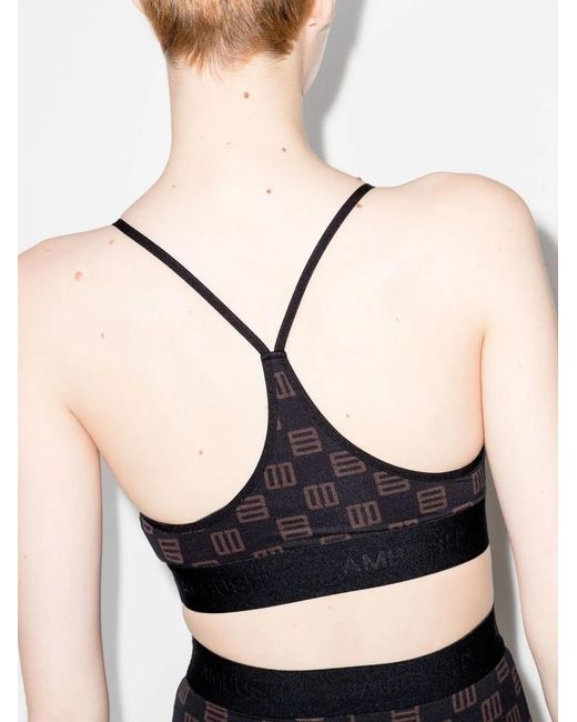 Ambush Black Monogram-Print Bra Top