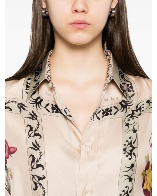 Pierre Louis Mascia Graphic-print Silk Shirt Natural