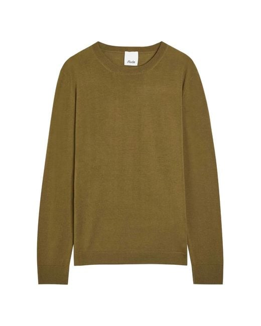 Allude Green Fine-Knit Long-Sleeve T-Shirt for men
