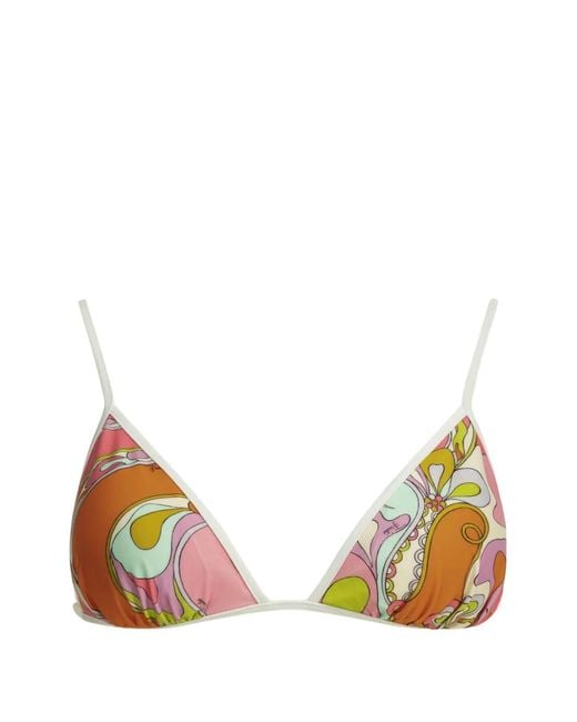 Emilio Pucci Orange Iride-Print Bikini Top
