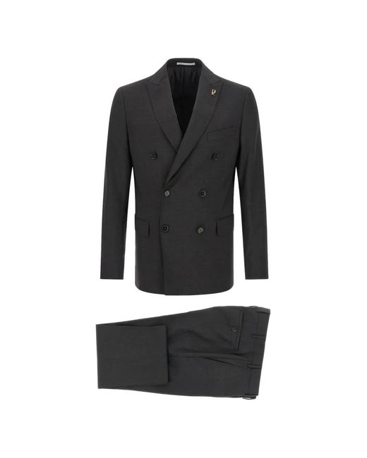 Pal Zileri Black Lord Double-Breasted Brooch-Detail Suit for men