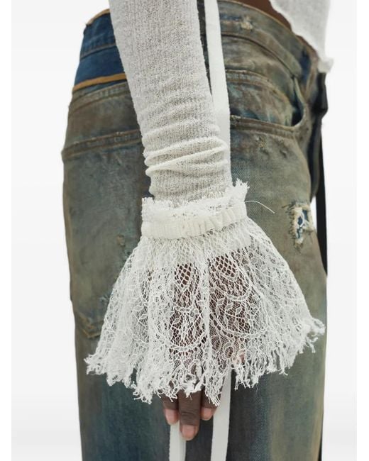 Ann Demeulemeester Gray Lace-Detail Top
