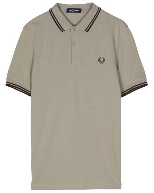 Fred Perry Gray Embroidered-logo Cotton Polo Shirt for men