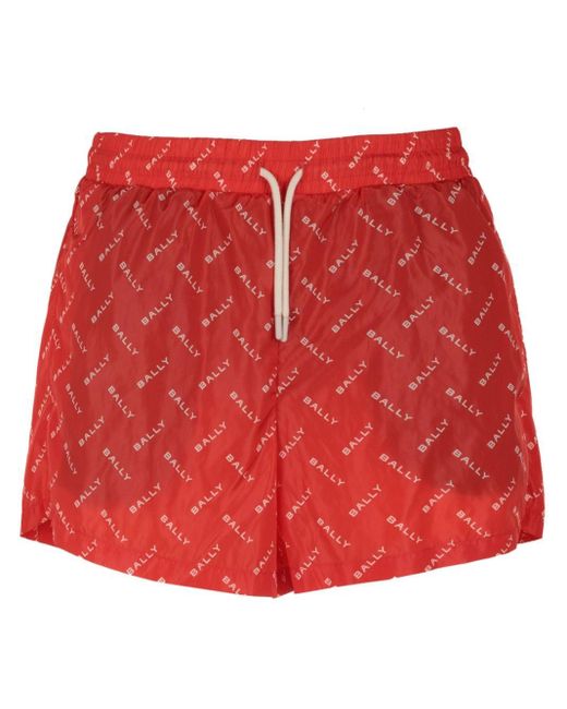 Bally Red Logo-print Swim Shorts for men
