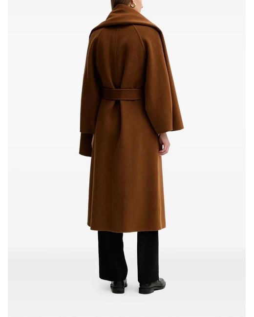 Liviana Conti Brown Noah Belted Scarf-Detail Coat