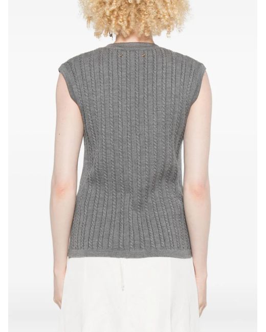 Golden Goose Deluxe Brand Gray Cable-Knit Chain-Detail Vest