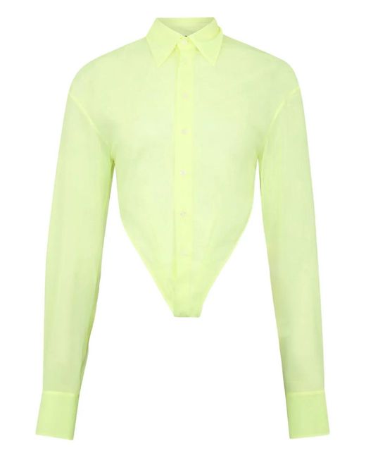 DSquared² Yellow Deep Cut Sheer Shirt