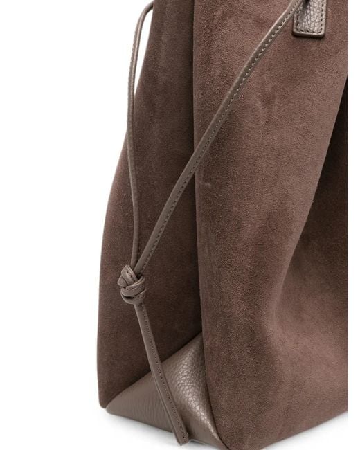 Yuzefi Brown Scallop Drawstring-Closure Tote Bag