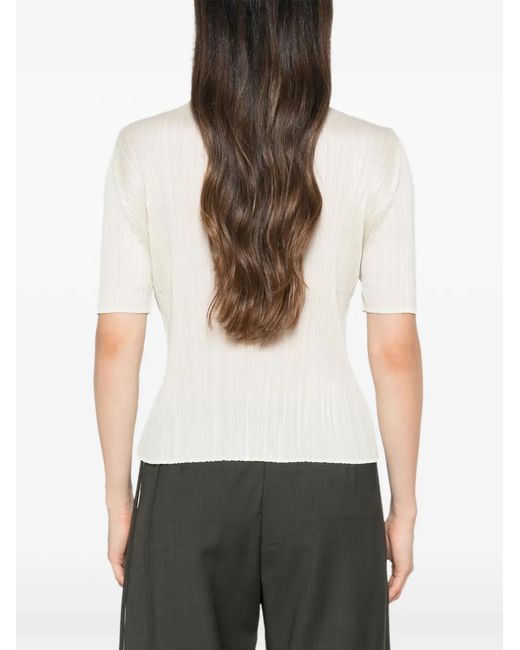 Pleats Please Issey Miyake White Pleated T-Shirt