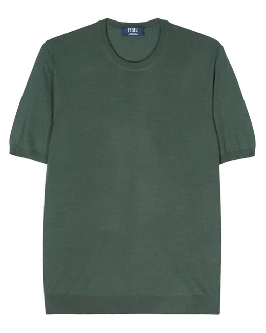 Fedeli Green Virgin Wool Fine-Knit Jumper for men
