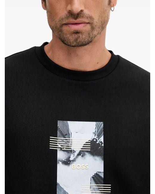 Boss Black Stenson Zone Graphic Crew-Neck Sweatshirt for men