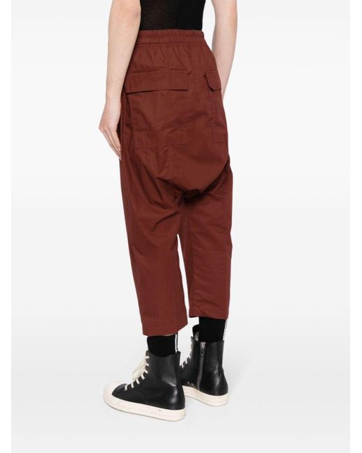 Rick Owens Red Drawstring-waist Cotton Trousers for men