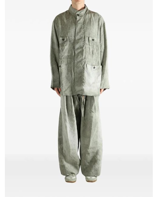 Ziggy Chen Green Crinkled Patch-Pocket Jacket for men