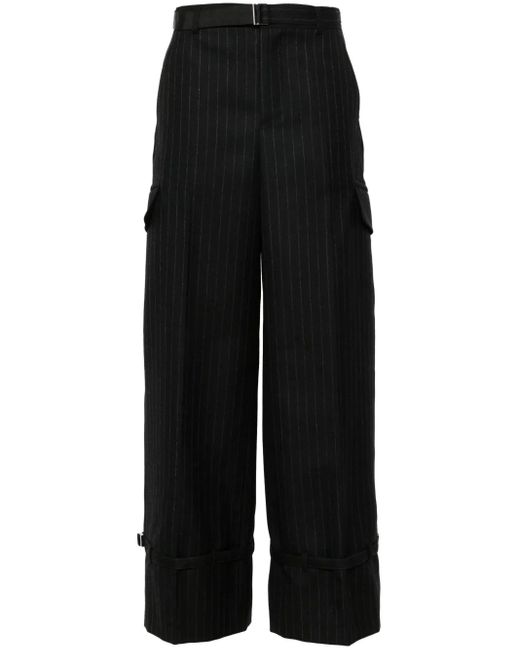 Sacai Black Pinstriped Trousers