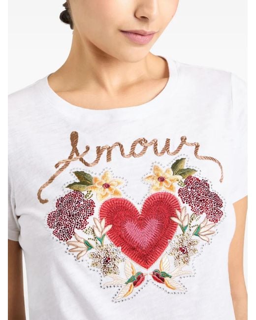 Cinq À Sept Amour T-Shirt Verfraaid Met Hart in het White
