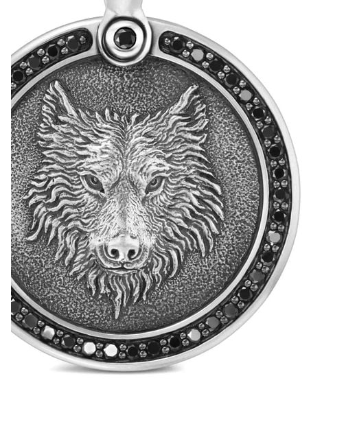 David Yurman Metallic Sterling Petrvs Wolf Diamond Amulet (30.3Mm) for men