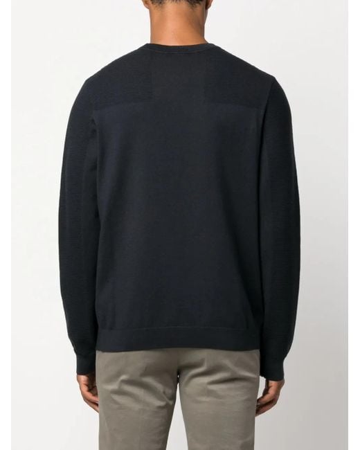Boss Blue Logo-Patch Round-Neck Jumper for men