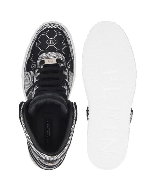 Philipp Plein Brown High Top Sneakers Carson Monogram Strass