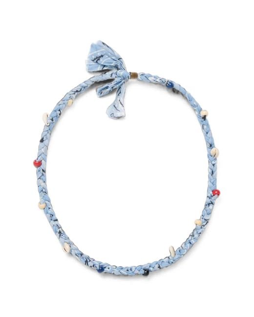 Alanui Blue Beaded Bandana Necklace