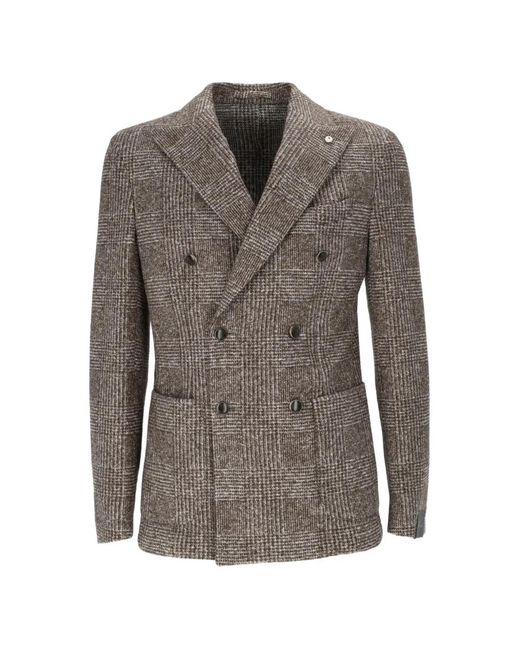 Brando Gray Double-Breasted Prince Of Wales-Check Blazer for men