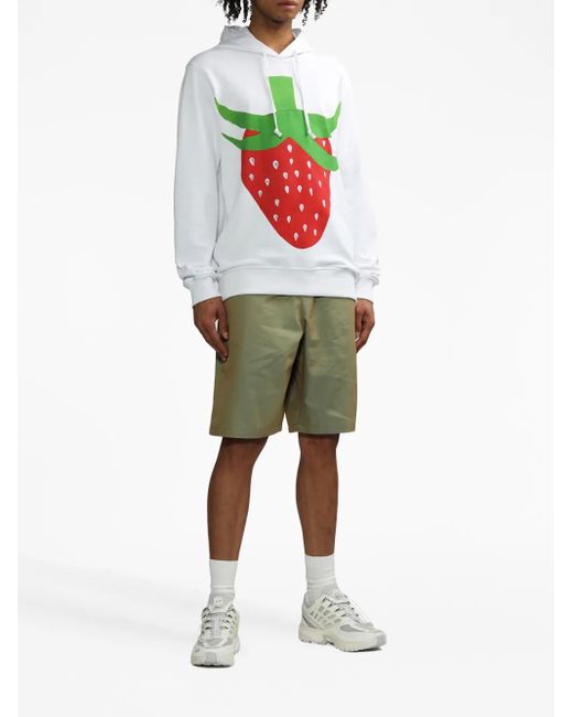 Comme des Garçons White Strawberry-Print Drawstring Hoodie for men