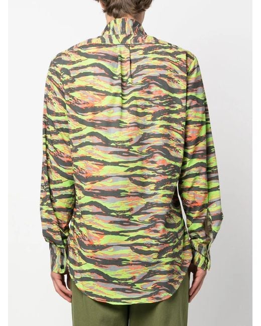 ERL Green Zebra-Print Cotton Shirt for men
