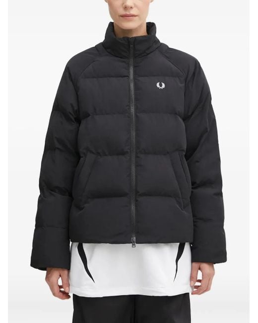 Fred Perry Black Logo-Embroidered Padded Jacket
