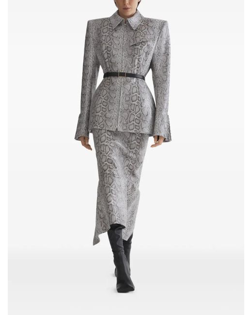 Mugler Gray Snake-Print Zip Jacket
