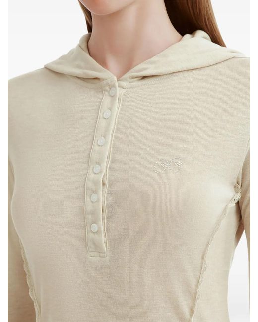 Mini Cream White Buttoned Hoodie