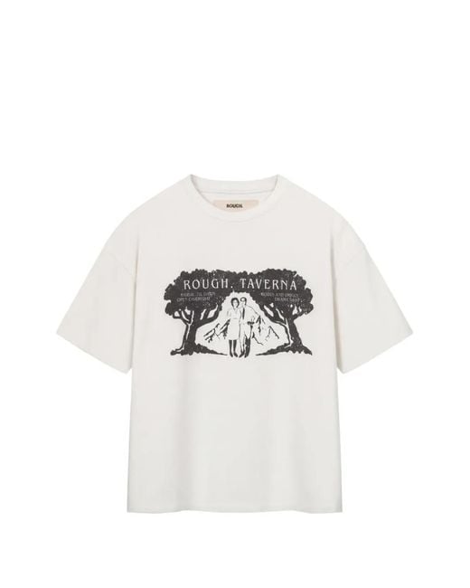ROUGH White Graphic-Print T-Shirt for men