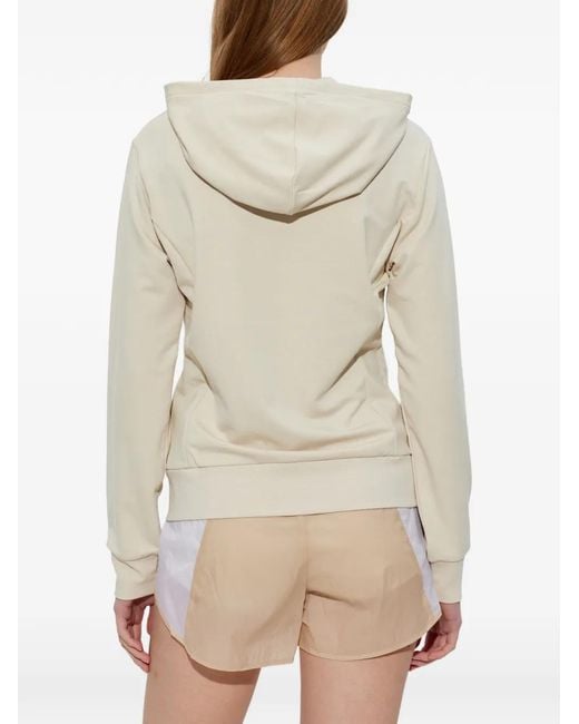EA7 White Zip-Up Logo-Detail Hoodie