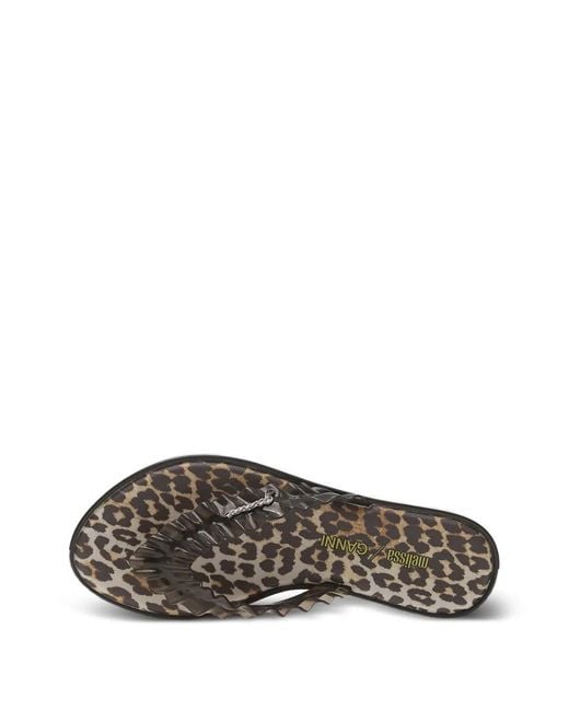 Melissa White Ruffled Leopard-Print Flip Flops