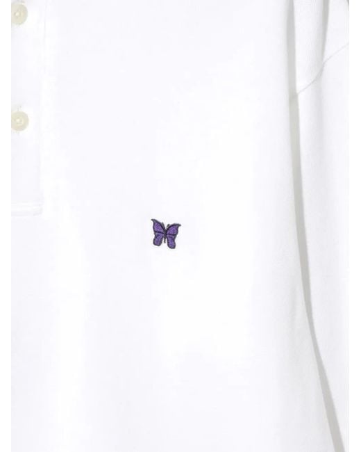 Needles White Logo-Detail Cotton Polo Shirt for men
