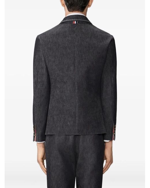 Thom Browne Black Buttoned Denim Jacket for men